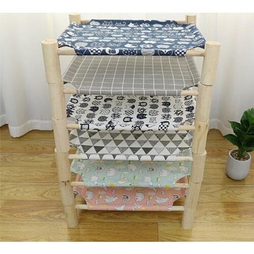 Pet Hammock Four Seasons General Pet Wooden Breathable Hammock Cat Litter Kennel Bed Durable Linen Pet Bed
