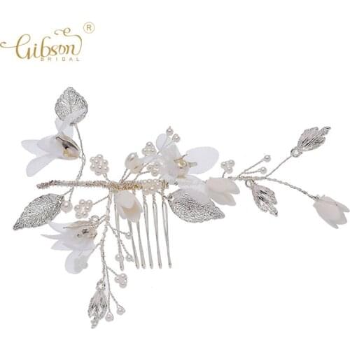 Handmade Wedding Hair Piece Ceramic Flower Bridal Headpiece Jewelry Hair Comb For Women