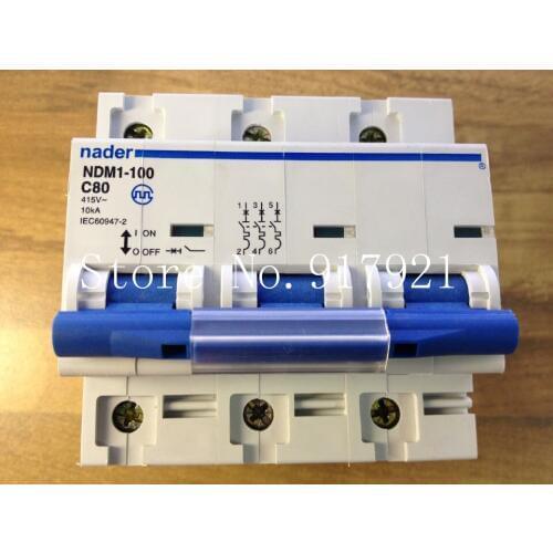 [ZOB] Nader letter NDM1-100 C80 genuine new miniature circuit breaker 3P80A air switch --5pcs/lot