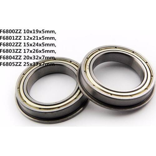 10pcs F6800ZZ F6801ZZ F6802ZZ F6803ZZ F6804ZZ F6805ZZ Flange Thin Wall Ball Bearing Metal Shielded Flanged Bearings