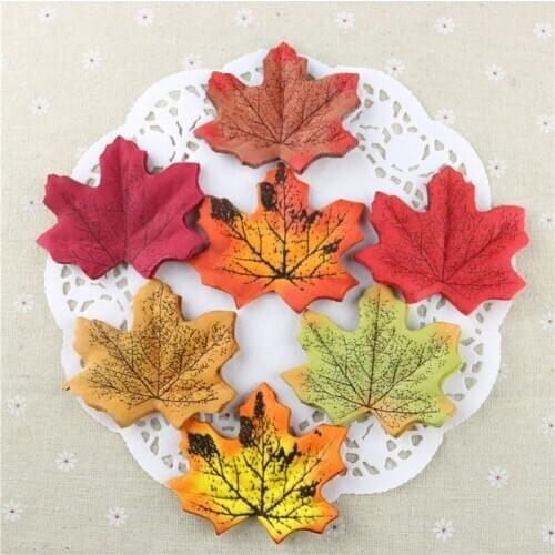 100Pics Artificial Maple Leaves Silk Simulation Fake Wedding Home Party With DIY Decorative Decor Craft Scrapbooking