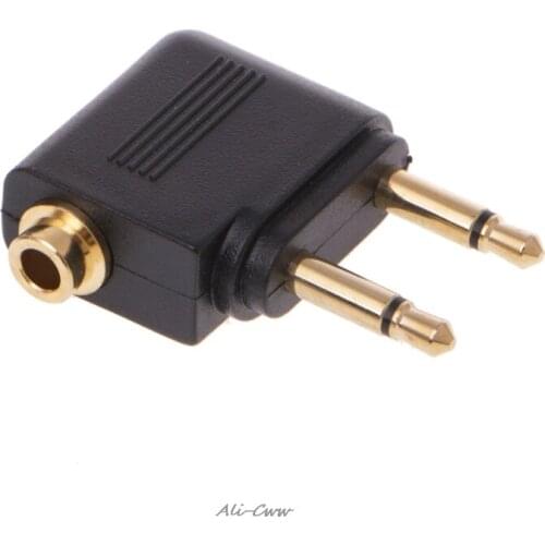2pc Gold Nickel plated Air Plane 3.5mm Airplane Airline Headphone Mono Audio Converter Travel Jack Plug Splitter Adapter
