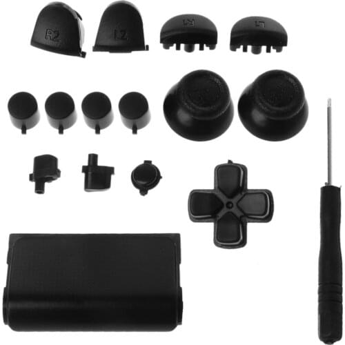 2020 New Full Buttons Set Replacement Trigger Button Screwdriver Parts Kits Black for Sony PlayStation 4 PS4 Controller