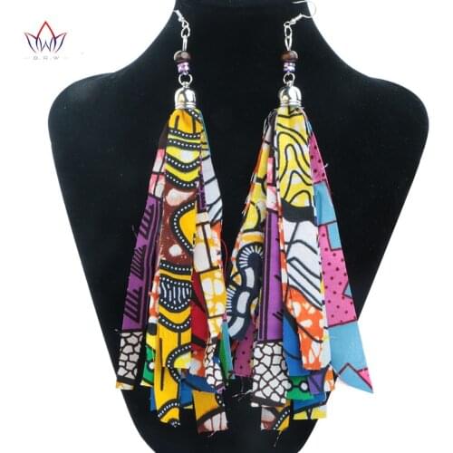 2020 Fashion African Earrings For Women Handmade Tassels Earring Africa Print Wax Fabric Women Accessories WYB29