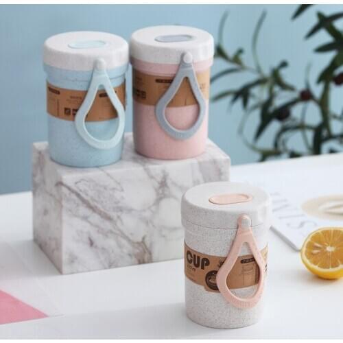 300ml Wheat Straw Soup Box Sealed Leakproof Lunchbox Kids Portable Food Soup Container For School Office Microwavable Lunch Box