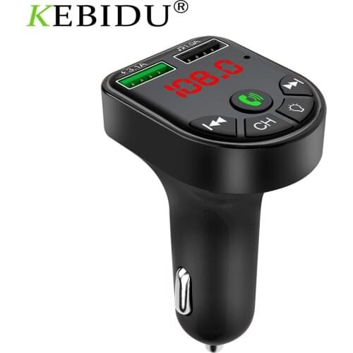 KEBIDU Car Charger For Phone Bluetooth 5.0 Wireless FM Transmitter MP3 Player Dual USB Charger TF Card Music HandFree Car Kit