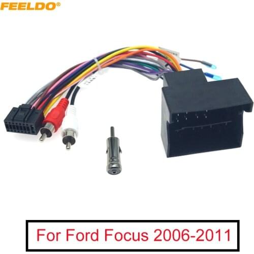 FEELDO Car Audio DVD Player 16PIN Android Power Cable Adapter with FM Plug For Ford Focus 06-11 Radio Wiring Harness