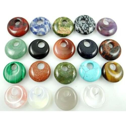 Natural stone Large hole beads Quartz Crystal tiger eye Turquoises pendant for diy Jewelry making necklace Accessories 2pcs