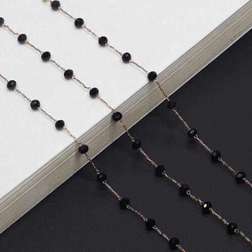 New Fashion Handmade Black Crystal Beads Glasses Chain for Women Men Eyewear Accessories Sunglasses Lanyard Strap Cord