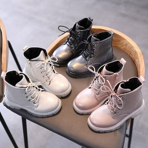 Childrens boots platformshoes lace up childrens ankle boots children girls boys shoes high-top casualshoes leather bootsautumn