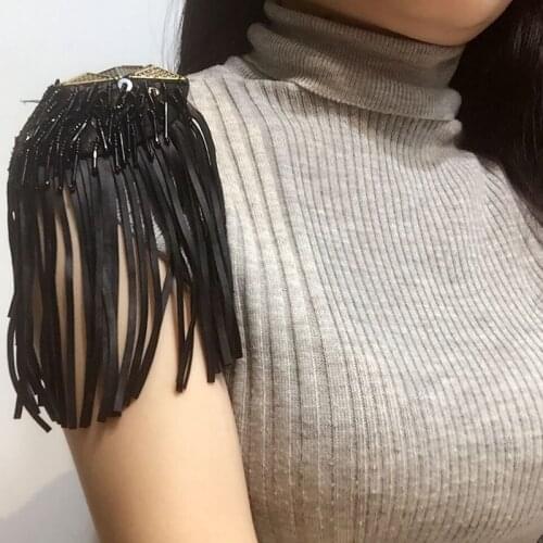 Leather Tassel Shoulder Decoration Stage Brooch Epaulets Epaulettes Spikes Escapulario Women Blazer Accessories Dress Coat Suit