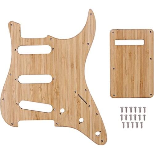 Hot-Guitar Bamboo Pickguard Premium Prewired Loaded SSS Guitar Pickguard Pickguard + Back Plate for ST Guitar