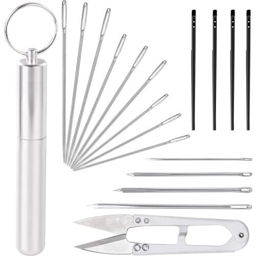 KAOBUY 17Pcs Hand Sewing Needles,Including 3 Sizes Leather Large Eye Needles, Leather Lacing Needles, Leather Stitching Needle
