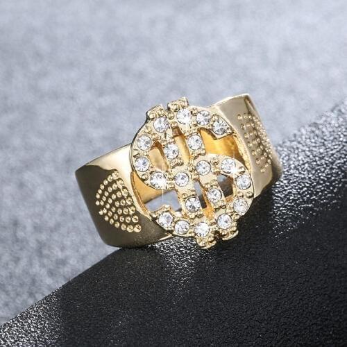 Fashion Jewelry Ring 7 8 9 10 11 12 Size Hip Hop Rock US Dollar Sign Hollow Rings For Male Party Gift Free Shipping