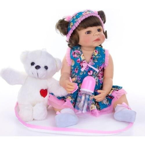 KEIUMI Special 22 Inch Baby Reborn Girl Doll Reborn Babies 55 Cm Full Silicone Doll With Bear Partner Kids Playmate Toys Gift