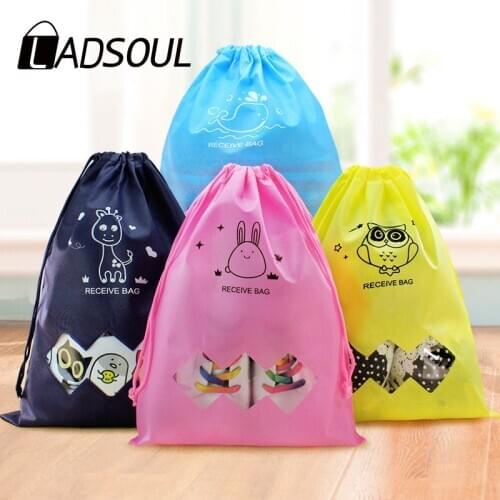 LADSOUL 3Pcs/set Waterproof Shoes Bag Travel Portable Shoe Storage Bag Drawstring Bag Dolap Organizer Non-Woven Organizador