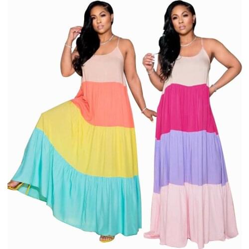 Summer Sexy Women Sleeveless Spaghetti Strap Regular Long Dress Woman Dress