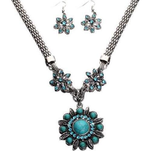 MOODPC Free shipping Vintage Jewelry sets Roses Pendants Necklaces & Earring
