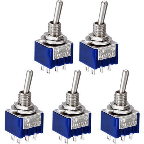 MTS-203 Switch 6A 125V AC 6-Pin ON-ON 6mm Mini Toggle Switches For Switching Lights Motors
