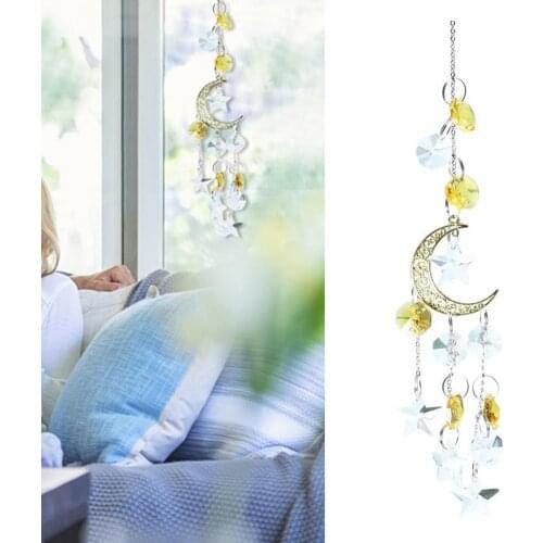 Wind Chimes Exquisite Decoration Faux Crystal Window Hanging Moon Stars Suncatcher for Garden