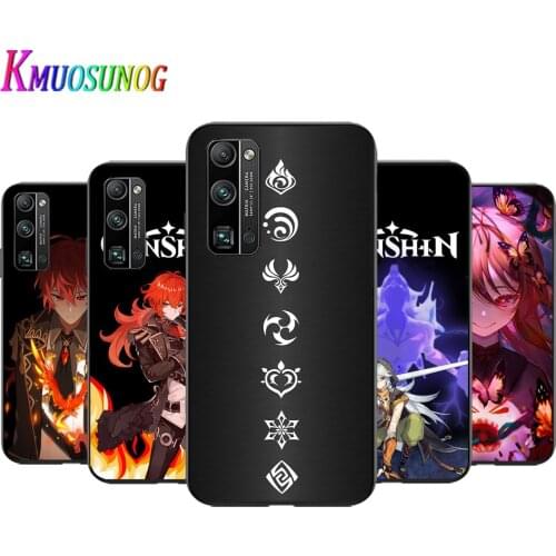 Anime Genshin darbe For Huawei Honor 10 20 30 10i 20i 30i 10X V20 V30 20S 30S 30i X10 Pro Plus Lite Black Soft Phone Case