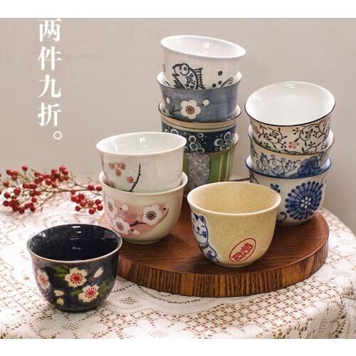 Tea cup set Japanese ceramic sakura lucky cat plum blossom teacup creativity lovely drinking cup household drinkware 2pcs