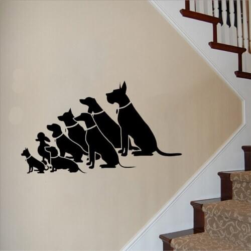 Sitting Dogs Wall Decals For Pets Shop Grooming Salon Wall Sticker Different Dog Breeds Decal Home Decoration Vinyl ov562