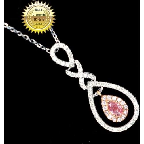 Real 18K gold necklace natura 0.4ct diamonds necklace H-M027