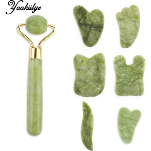 Natural Xiuyu Facial Massage Roller Guasha Board Set Jade Roller Massage Face-lift Set Body Slim Double Neck Thin Anti Aging