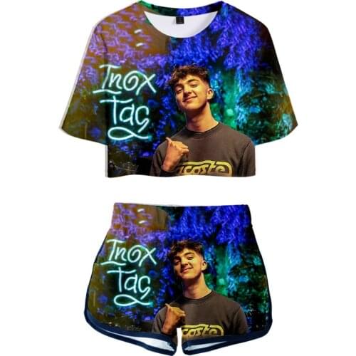 New Michou Inoxtag 3D Summer Unisex Sets Sexy Short Tops+shorts Elastic Waist Suit Punk Women Two Piece Sets Y2K Girl-Clothing