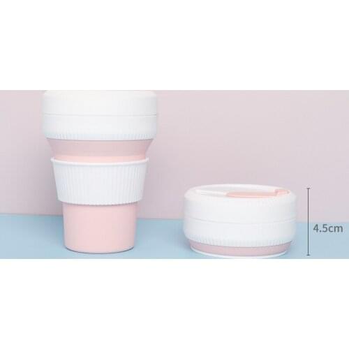 Outdoor Travel Portable Folding Water Cup Silicone 350ML Telescopic Coffee Cups Travel Folding Silicone Glass With Cover