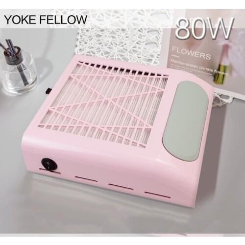 80W Nail Dust Collector High Power Manicure Vacuum Cleaner Extractor Fan Reuse Filter For Professional Nail Art Salon Tool