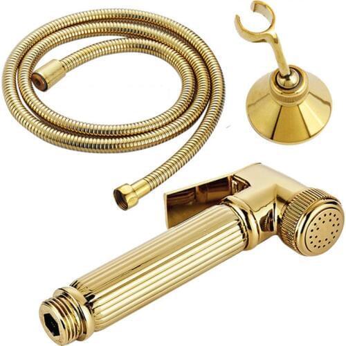 Luxury Gold Brass Handheld Bidet Spray Shower Set Copper Bidet Sprayer Lanos Toilet Bidet Faucet Lavatory KD1376