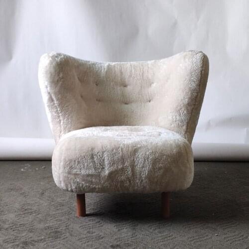 Ash Wooden Accent Chair Modern Nordic Design Upholstered Single Chair Leisure Living Room Furniture