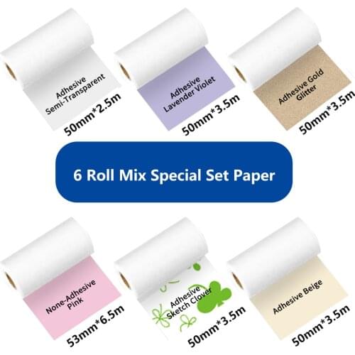 Phomemo Thermal Paper Sticky Notes Colorful Sticker for M02/M02S/M02Pro Adhesive Label Rolls Width 50/53mm Thermal Sticker Paper