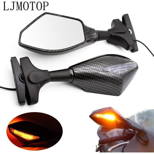 Universal Motorcycle Side Mirrors LED Turn Signal Integrated Mirrors For Kawasaki W800 Cafe KX 65 85 125 250 KX 250 450 F KX100