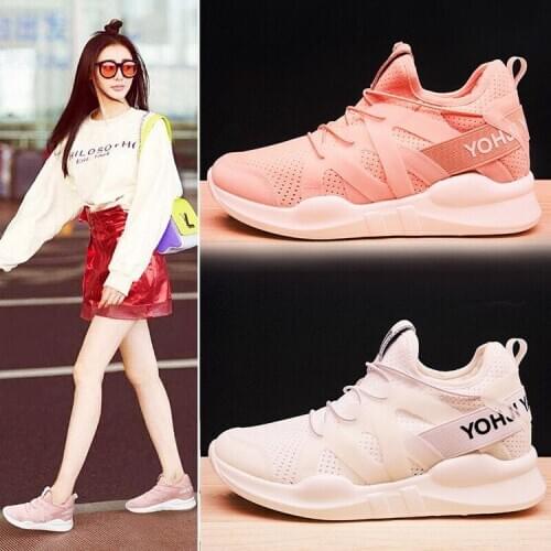 Prowow Womens casual shoes Summer new female inner heightening flat running shoes college wind breathable summer sneakers