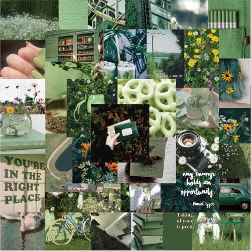 10/30/56PCS Cute Green landscape Art Graffiti Stickers Aesthetic DIY Phone Laptop Guitar Waterproof Decal Toy Sticker for Kids