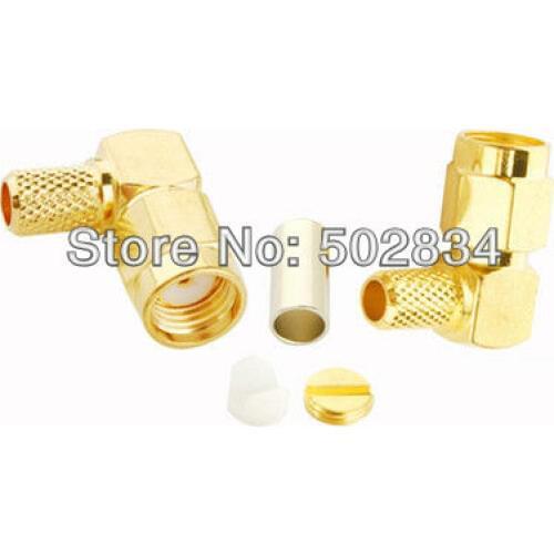 10pcs/lot RG58 RP-SMA Reverse SMA Plug(jack pin) Female right angle connector crimp Adapter