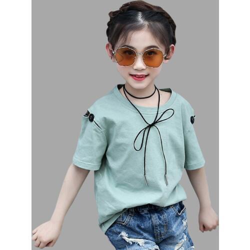 2020 girl summer shirt casual t-shirt girl kid T-shirt girl clothes big girl 4 6 8 10 12 13 years