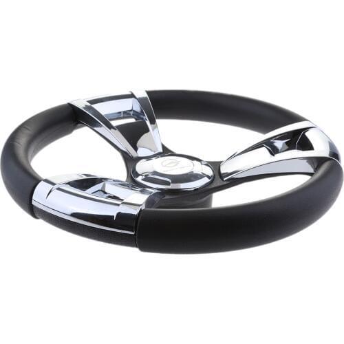350mm Boat Steering Wheel Polished 3 Spoke boats with 3/4 Inch Shaft