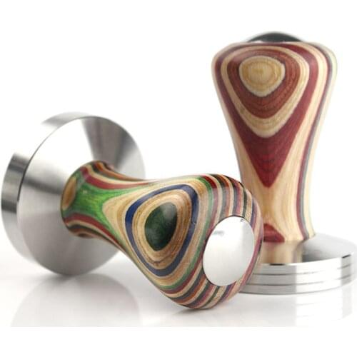 51/54/57/57.5/58mm Choi Wooden Handle Coffee Tamper Coffee Powder Flat Base Cafe Barista Tools Machine Espresso Accessories
