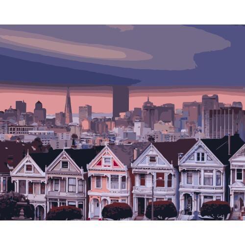 MaHuaf-j345 House Alamo Square San Francisco California USA oil painting by numbers for home decor