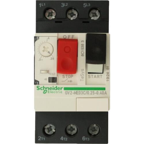 Authentic Motor thermal magnetic circuit breaker button 3P GV2ME03C motor protection switch setting current range 0.25-0.4A100KA