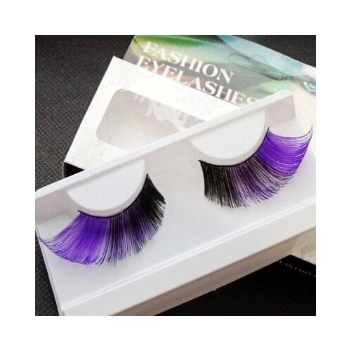 Free Shipping fashion 1pairs/box makeup purple soft long tableaux false Eyelash