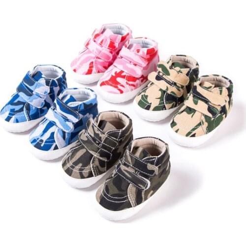 1 Pair Autumn Baby Shoes Kid Boy Girl Camouflage Head Lace Cotton Cloth First Walker Anti-slip Soft Sole Toddler Sneaker