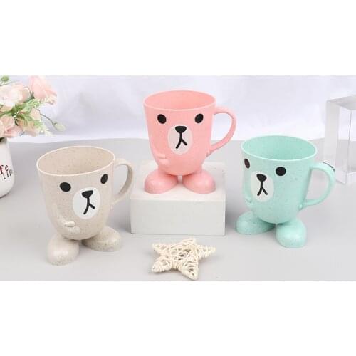 Nordic Kids Mugs Water Cup Cute Cartoon Bear Shaped Milk Mugs Kid Toothbrush Cup