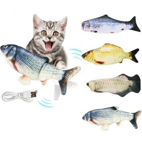Electric USB Charging Simulation Fish Toys Electronic Pet Cat Toy for Baby kids and Dog Cat Playing Dancing Moving Fish Toy