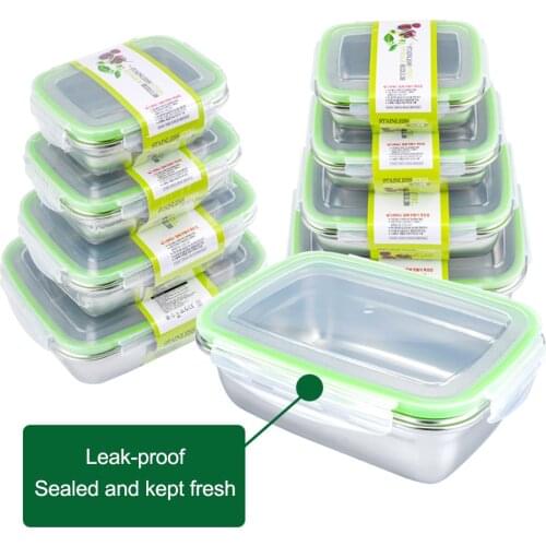 Leakproof collapsible food bento lunch box stainless steel metal snack container stainless steel food container with lid