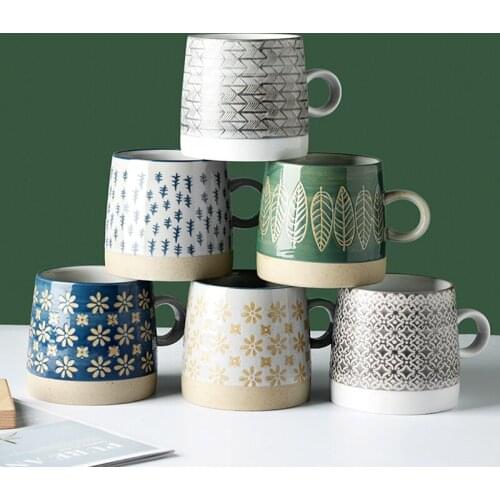 Ceramic Creative Pastoral Mugs With Handle Handmade Irregular Shaped Tea Milk Coffee Cups Japanese Unique Cup Gifts Decor